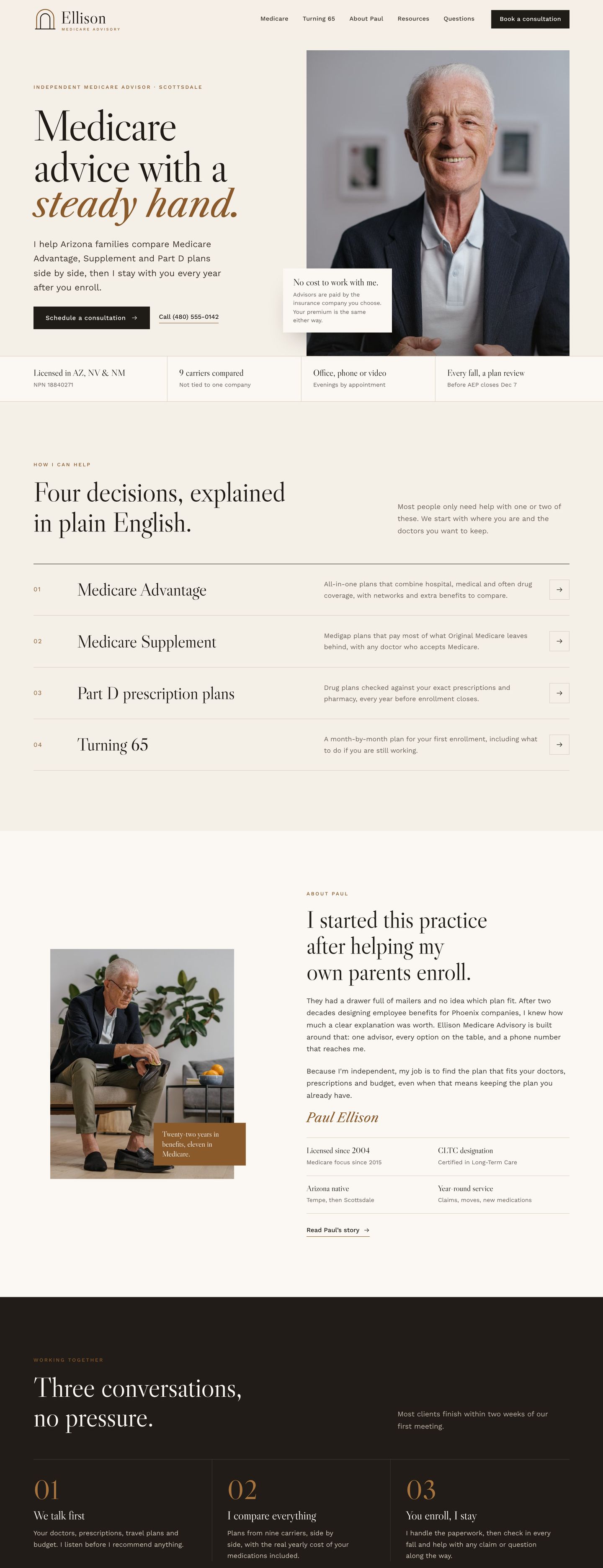 Ellison Medicare Advisory sample website