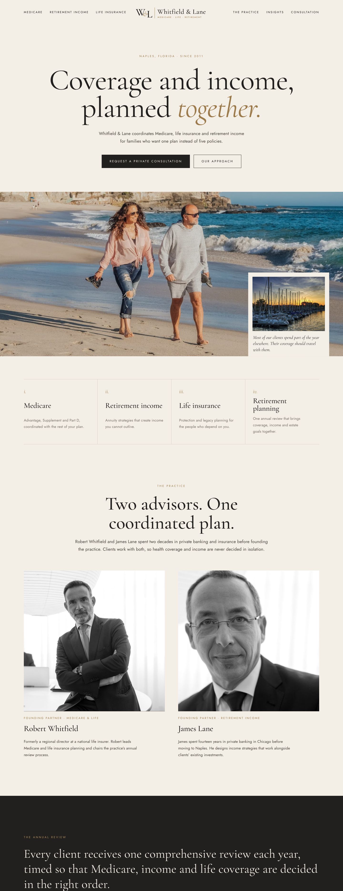 Whitfield &amp; Lane sample website, full homepage